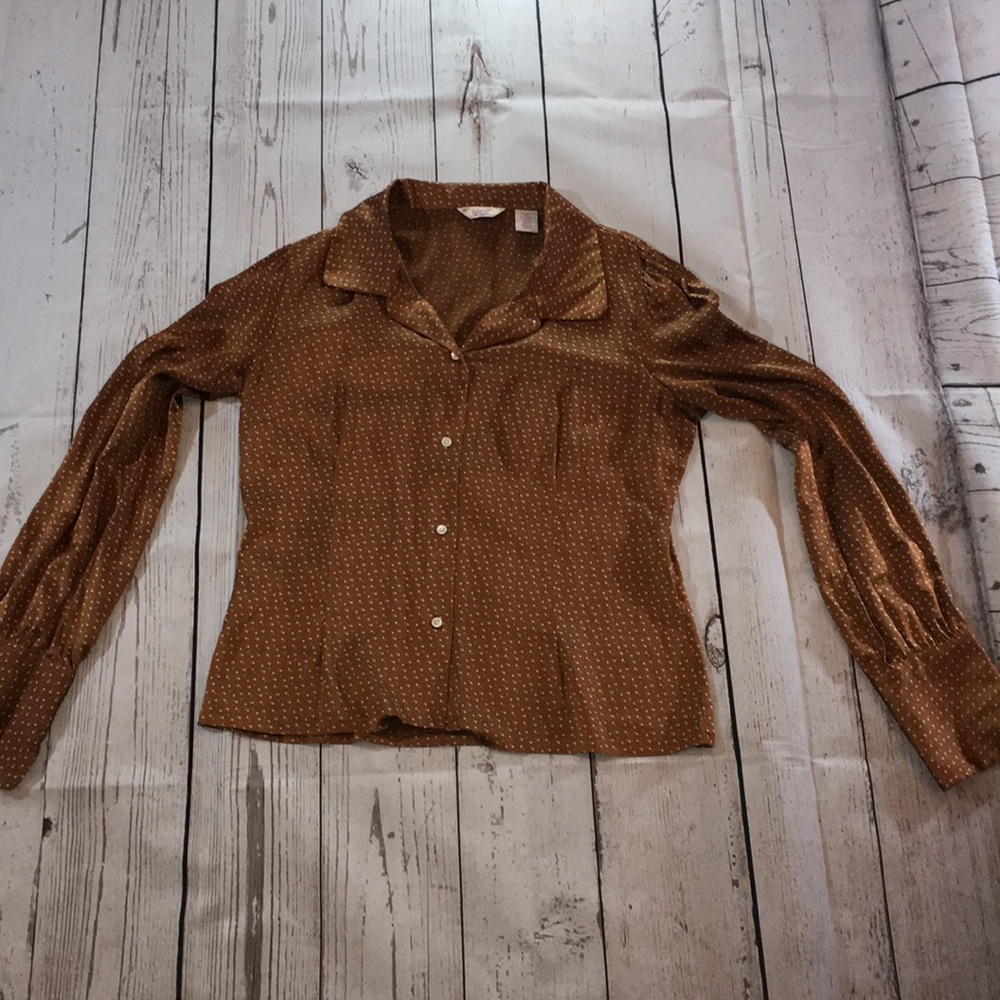 Penguin brand real silk button front print shirt